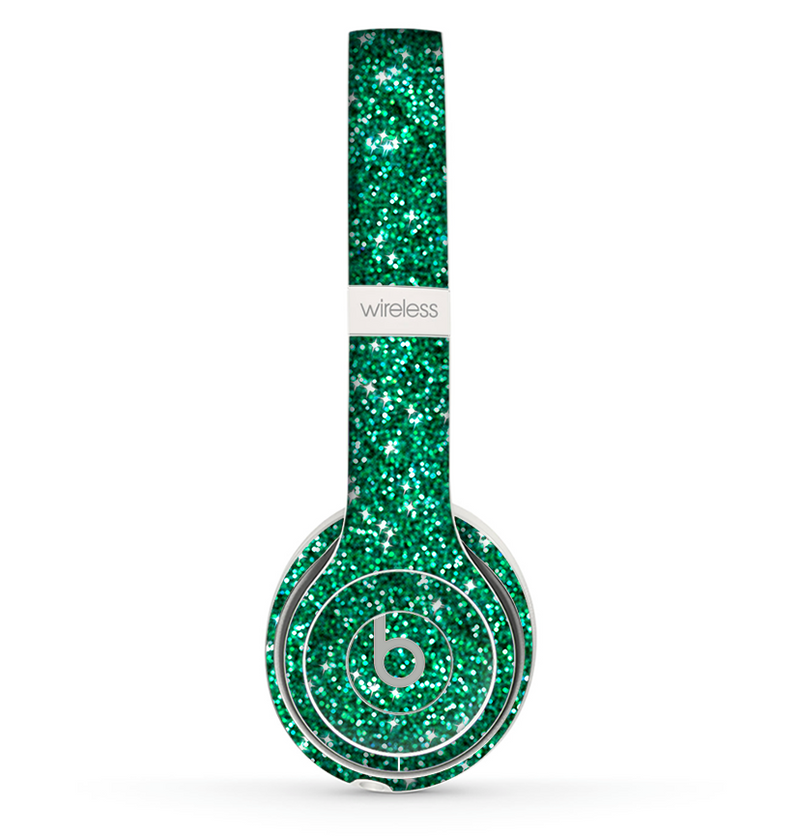 The Green Glitter Print Skin Set for the Beats by Dre Solo 2 Wireless Headphones