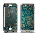The Green & Gold Lace Pattern Apple iPhone 5-5s LifeProof Nuud Case Skin Set