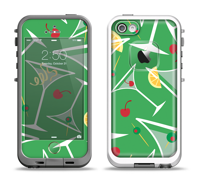 The Green Martini Drinks With Lemons Apple iPhone 5-5s LifeProof Fre Case Skin Set