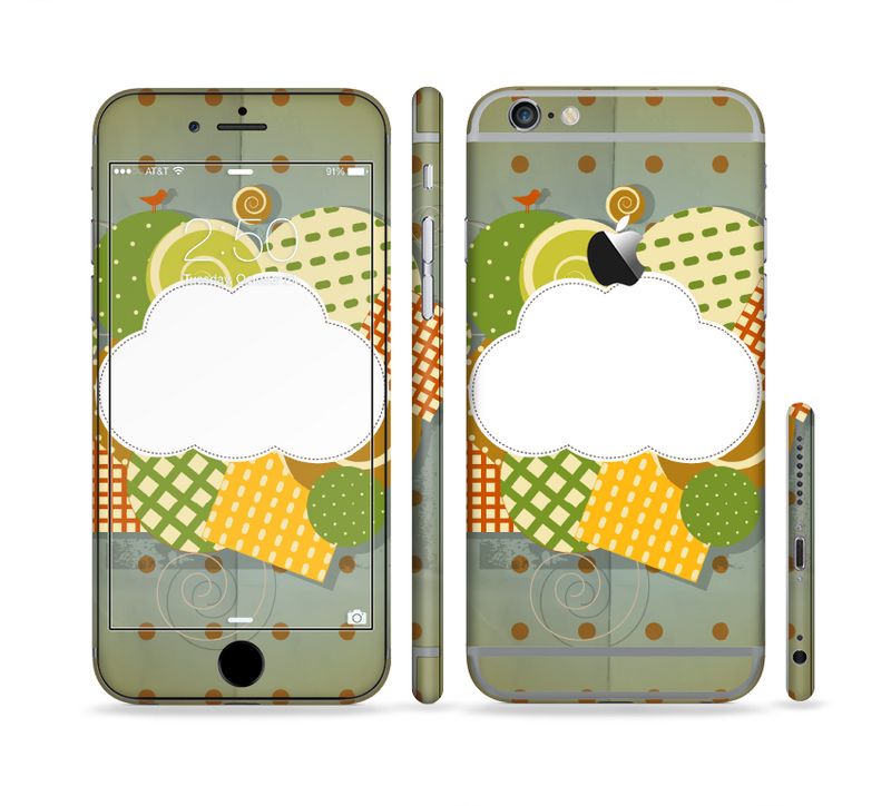 The Green Plaid & Polka Dotted Cloud Collage Sectioned Skin Series for the Apple iPhone 6/6s