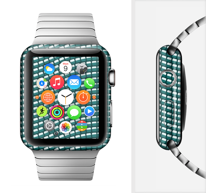 The Green & White Wavy Squares Full-Body Skin Set for the Apple Watch