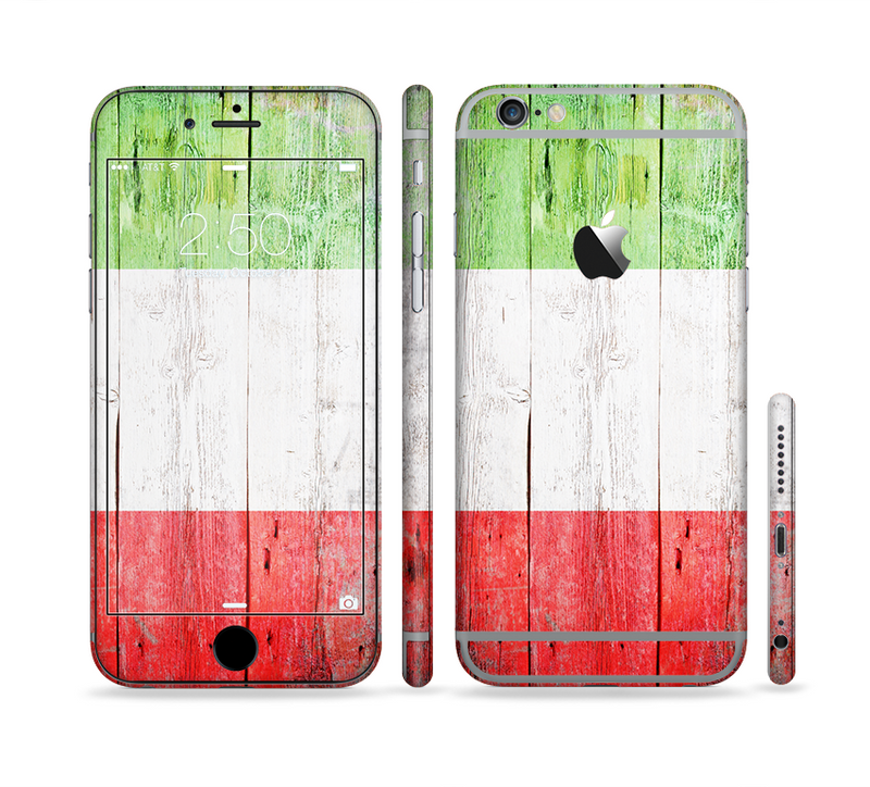 The Green, White and Red Flag Wood Sectioned Skin Series for the Apple iPhone 6/6s
