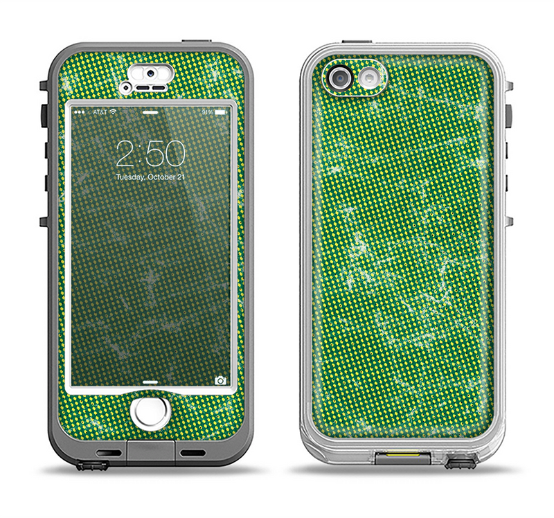 The Green & Yellow Mesh Apple iPhone 5-5s LifeProof Nuud Case Skin Set