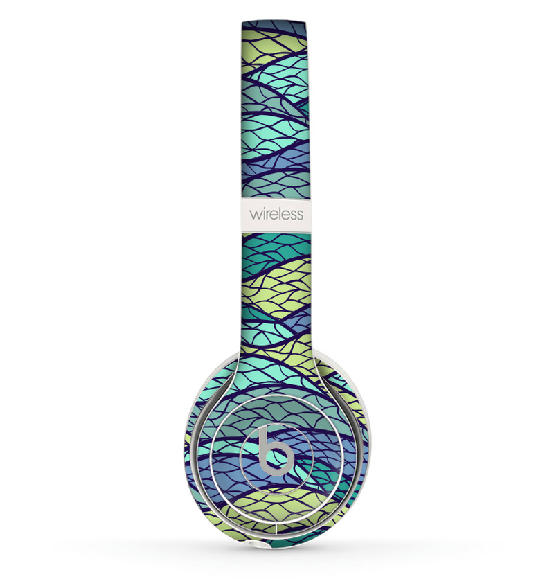 The Green and Blue Stain Glass Skin Set for the Beats by Dre Solo 2 Wireless Headphones
