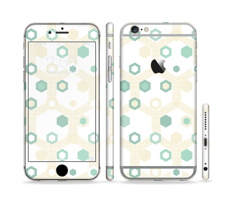 The Green and Yellow Layered Vintage Hexagons Sectioned Skin Series for the Apple iPhone 6/6s