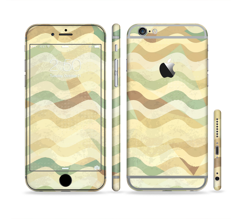The Green and Yellow Wave Pattern v3 Sectioned Skin Series for the Apple iPhone 6/6s