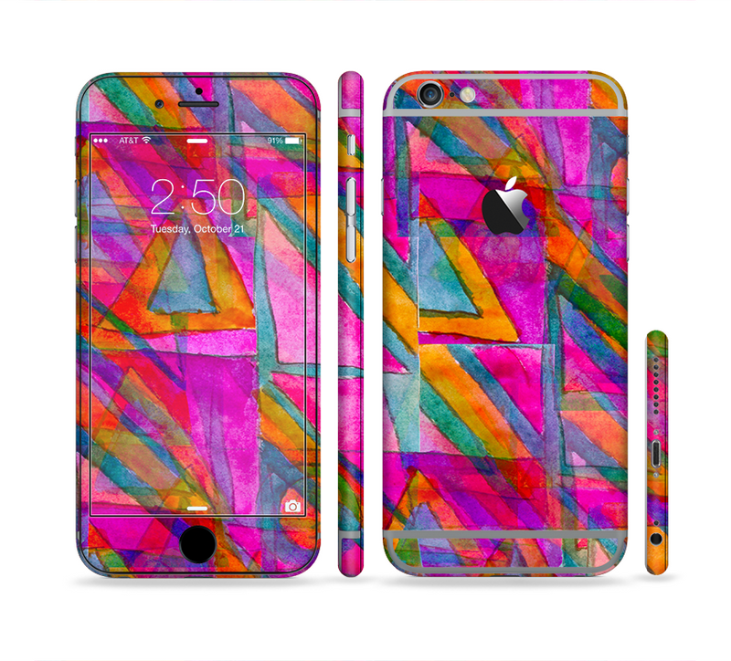 The Grunge Abstract Pink Painted Shapes Sectioned Skin Series for the Apple iPhone 6/6s Plus
