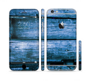 The Grunge Blue Wood Planks Sectioned Skin Series for the Apple iPhone 6/6s Plus