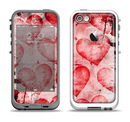 The Grunge Dark & Light Red Hearts Apple iPhone 5-5s LifeProof Fre Case Skin Set
