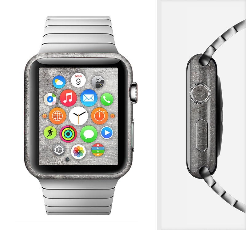 The Grunge Gray Surface Full-Body Skin Set for the Apple Watch