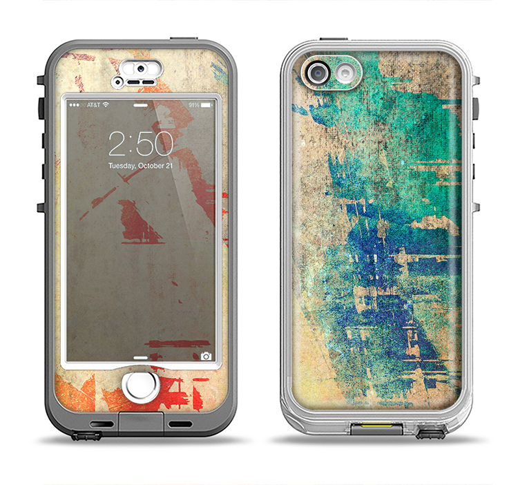 The Grunge Multicolor Textured Surface Apple iPhone 5-5s LifeProof Nuud Case Skin Set