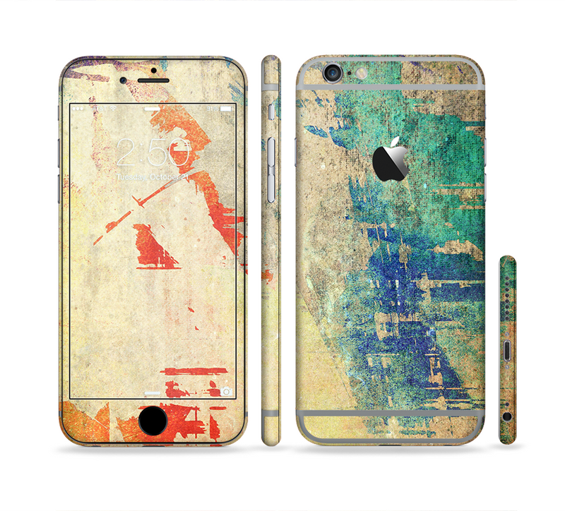 The Grunge Multicolor Textured Surface Sectioned Skin Series for the Apple iPhone 6/6s Plus