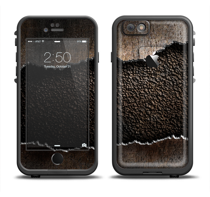 The Grunge Ripped Metal with Bevel Apple iPhone 6/6s LifeProof Fre Case Skin Set