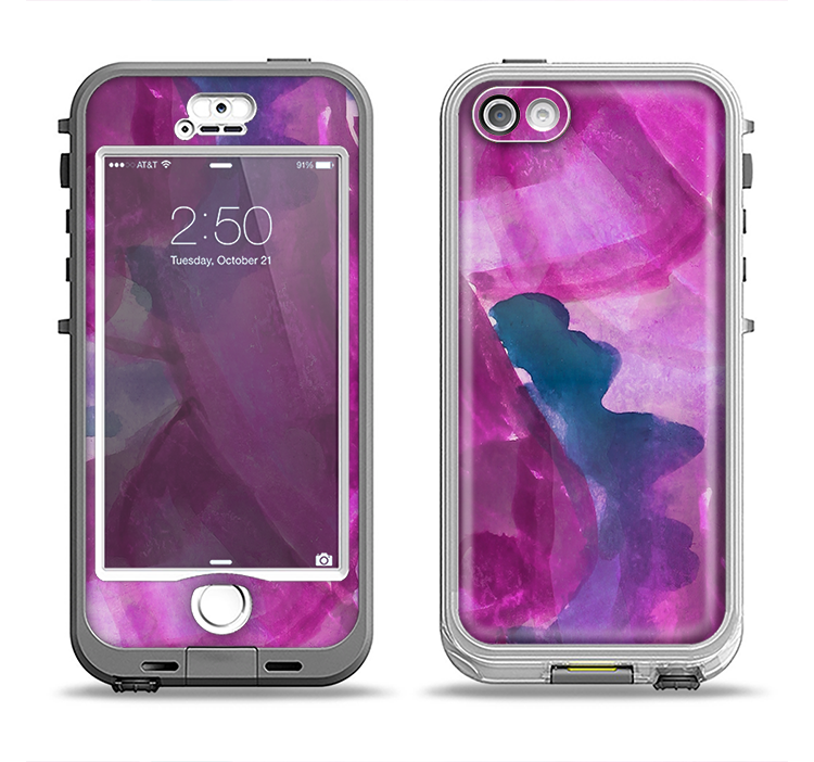 The Grunge Watercolor Pink Strokes Apple iPhone 5-5s LifeProof Nuud Case Skin Set