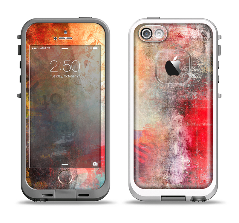 The Grungy Colorful Faded Paint Apple iPhone 5-5s LifeProof Fre Case Skin Set