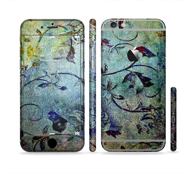 The Grungy Dark Black Branch Pattern Sectioned Skin Series for the Apple iPhone 6/6s Plus