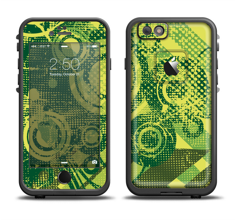 The Grungy Green Messy Pattern V2 Apple iPhone 6/6s LifeProof Fre Case Skin Set