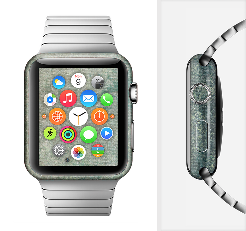 The Grungy Green Painted Fabric Full-Body Skin Set for the Apple Watch