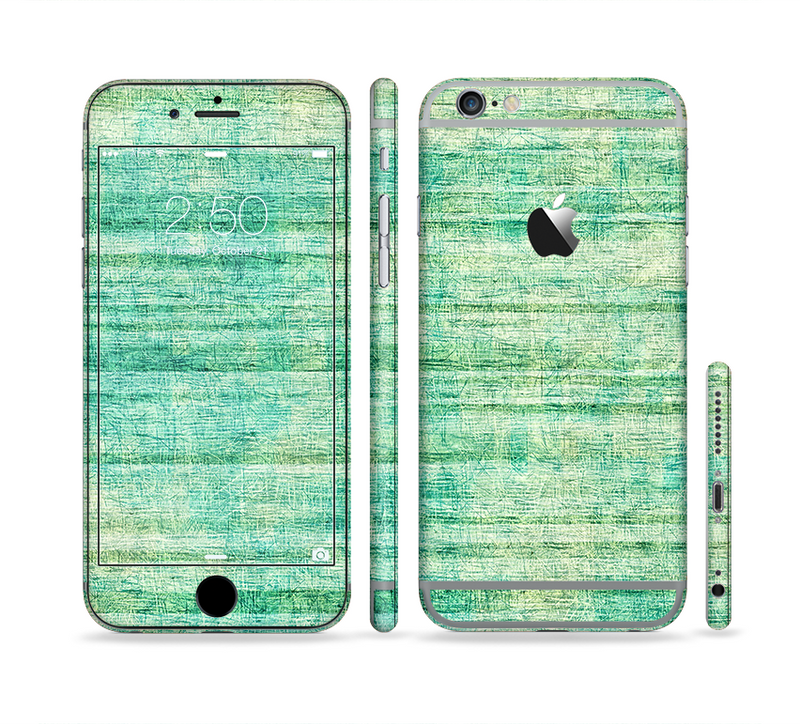 The Grungy Horizontal Green Lines Sectioned Skin Series for the Apple iPhone 6/6s Plus
