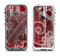 The Grungy Red & White Stitched Pattern Apple iPhone 5-5s LifeProof Fre Case Skin Set