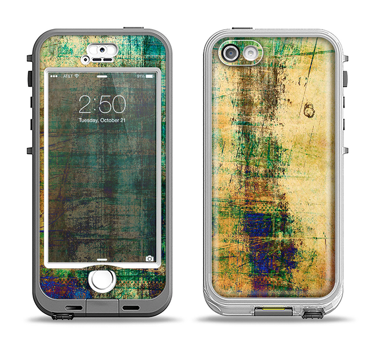 The Grungy Scratched Surface V3 Apple iPhone 5-5s LifeProof Nuud Case Skin Set