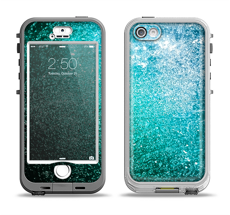 The Grungy Teal Texture Apple iPhone 5-5s LifeProof Nuud Case Skin Set