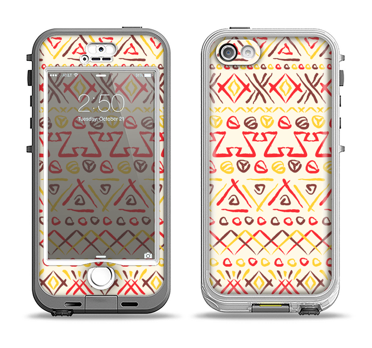 The Hand-Painted Vintage Aztek Pattern Apple iPhone 5-5s LifeProof Nuud Case Skin Set