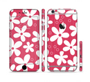 The Hanging White Vector Floral Over Red Sectioned Skin Series for the Apple iPhone 6/6s