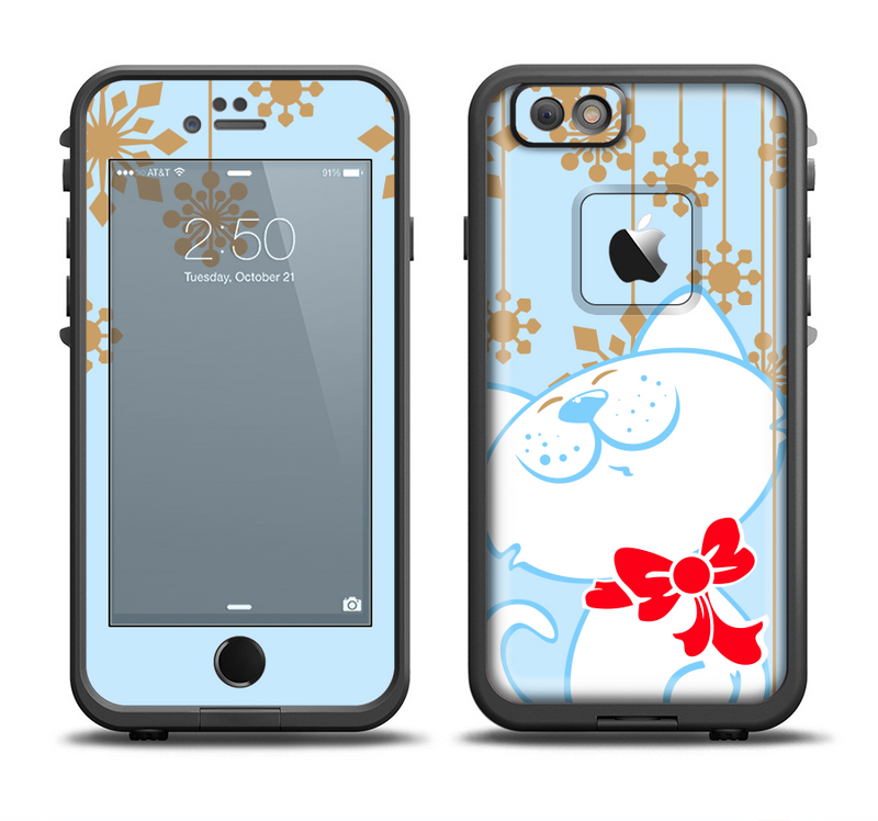 The Happy Winter Cartoon Cat Apple iPhone 6/6s LifeProof Fre Case Skin Set