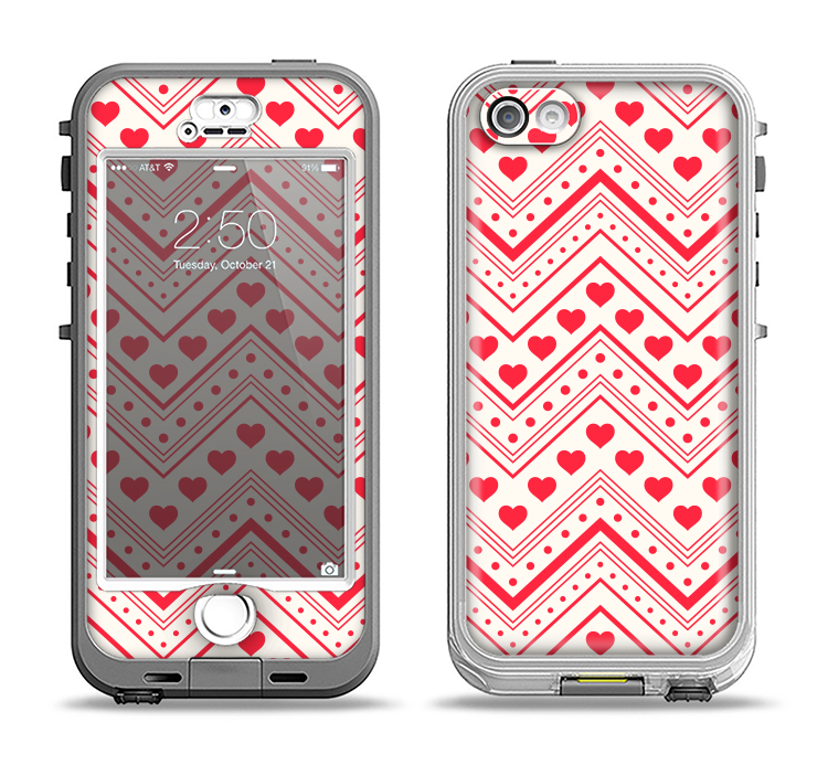 The Hearts and Dots Vector ZigZag Pattern Apple iPhone 5-5s LifeProof Nuud Case Skin Set