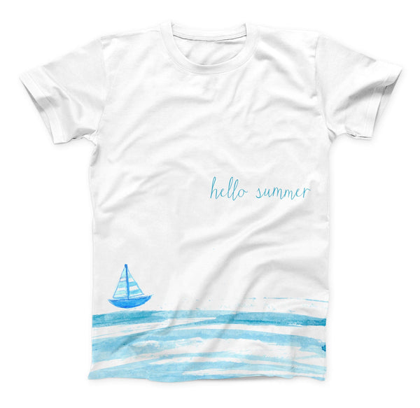 The Hello Summer Sailboat ink-Fuzed Unisex All Over Full-Printed Fitted Tee Shirt