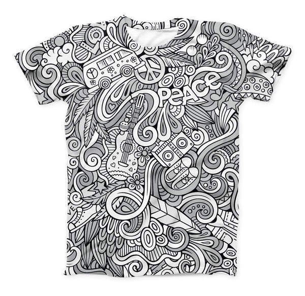 The Hippie Dippie Doodles ink-Fuzed Unisex All Over Full-Printed Fitted Tee Shirt