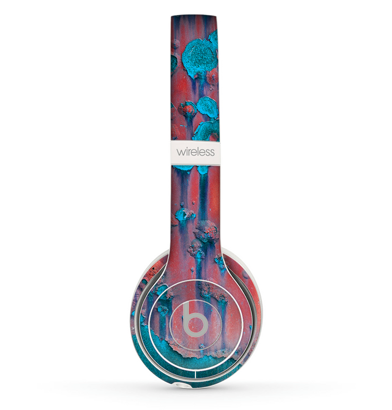 The Hot Coral Metal with Turquoise Rust Skin Set for the Beats by Dre Solo 2 Wireless Headphones
