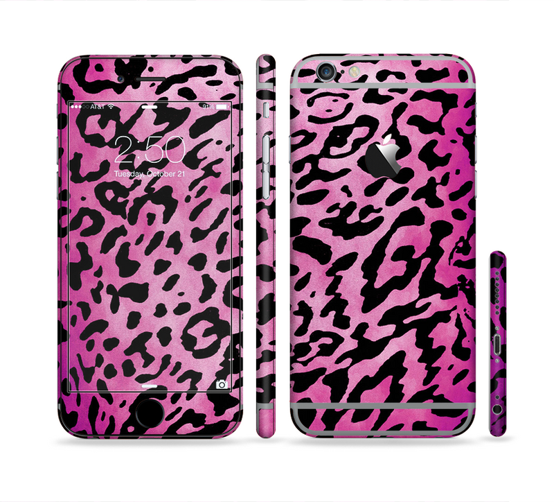 The Hot Pink Cheetah Animal Print Sectioned Skin Series for the Apple iPhone 6/6s Plus
