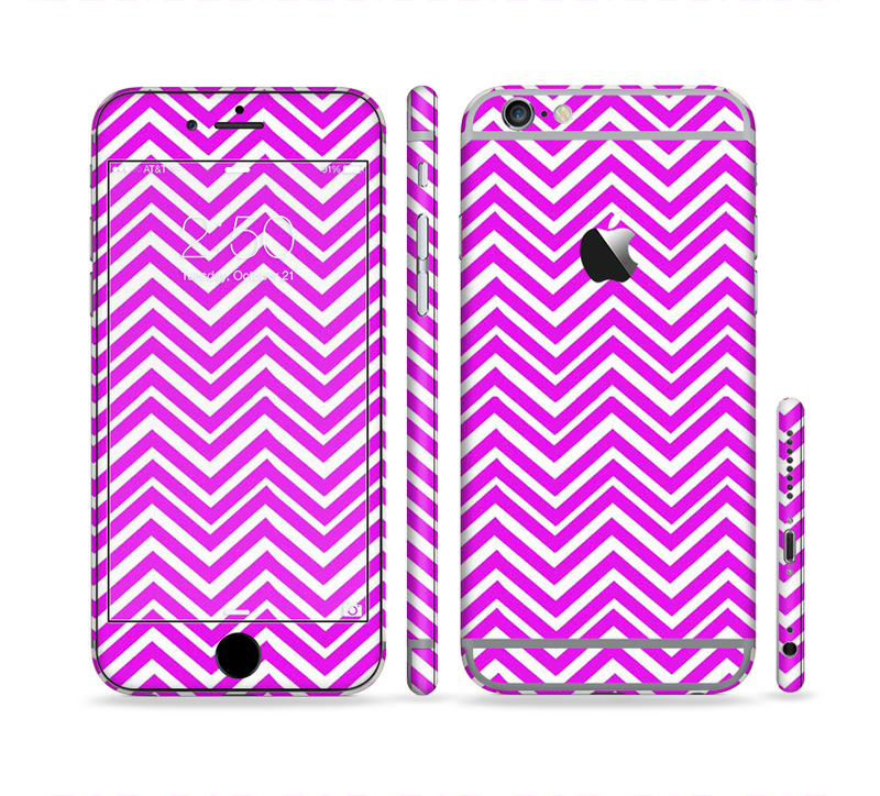 The Hot Pink Thin Sharp Chevron Sectioned Skin Series for the Apple iPhone 6/6s Plus