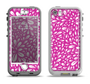 The Hot Pink & White Floral Sprout Apple iPhone 5-5s LifeProof Nuud Case Skin Set