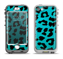The Hot Teal Vector Leopard Print Apple iPhone 5-5s LifeProof Nuud Case Skin Set