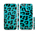The Hot Teal Vector Leopard Print Sectioned Skin Series for the Apple iPhone 6/6s