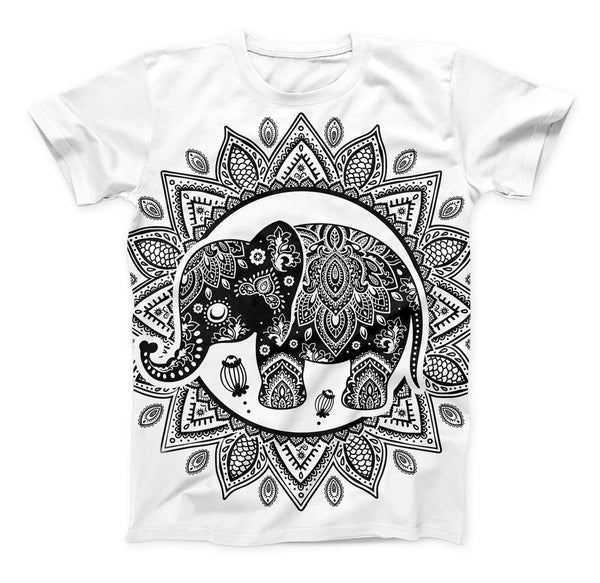 The Indian Mandala Elephant ink-Fuzed Unisex All Over Full-Printed Fitted Tee Shirt