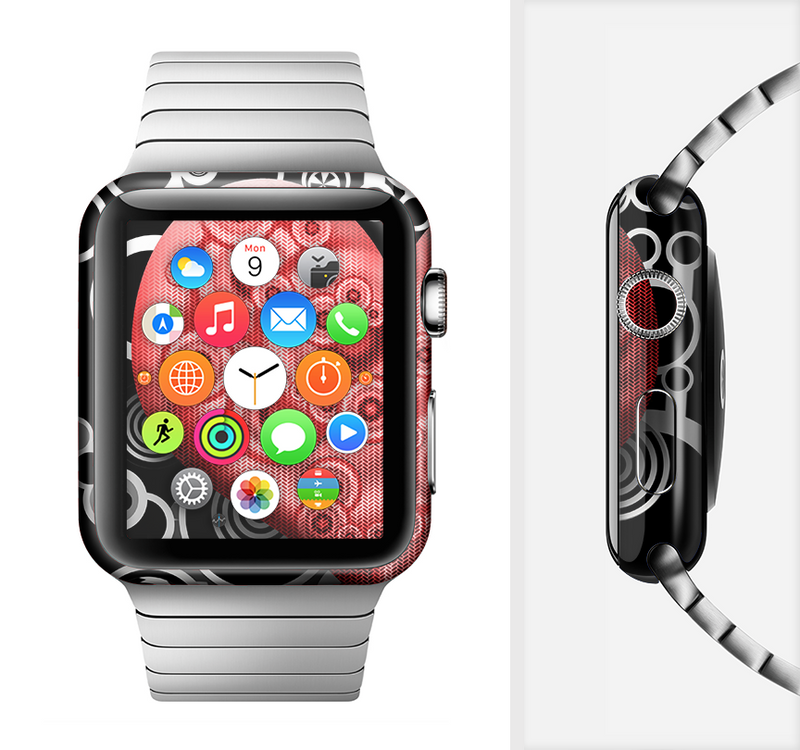 The Industrial Red Heart Full-Body Skin Set for the Apple Watch