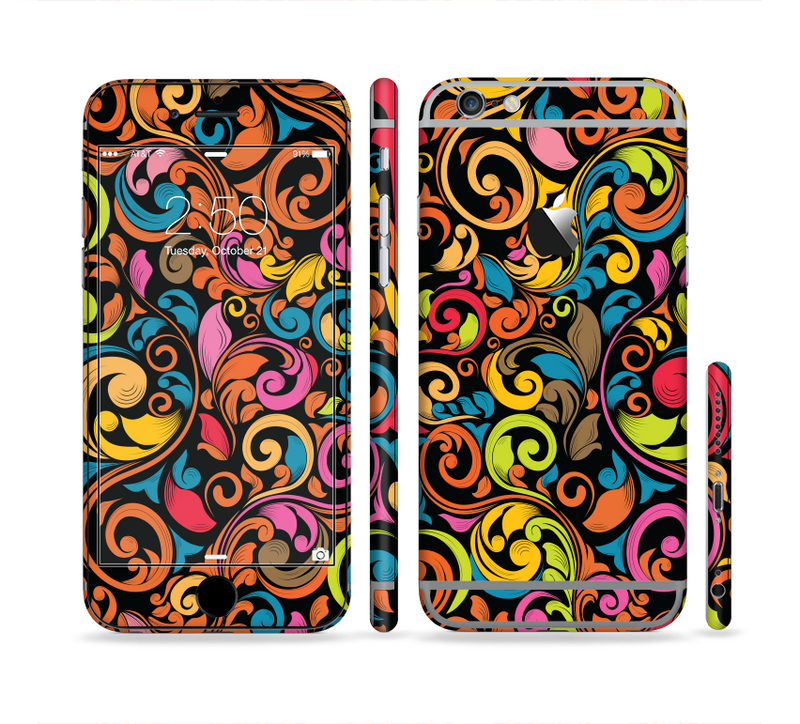 The Intricate Colorful Swirls Sectioned Skin Series for the Apple iPhone 6/6s