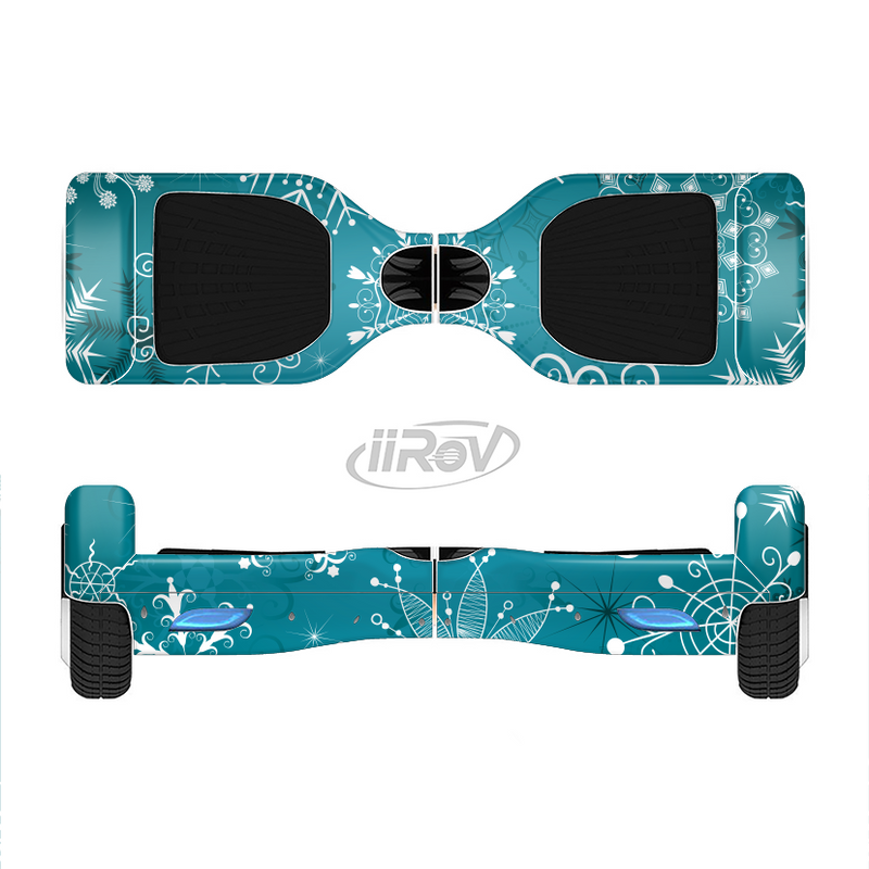 The Intricate Snowfakes with Green Background Full-Body Skin Set for the Smart Drifting SuperCharged iiRov HoverBoard