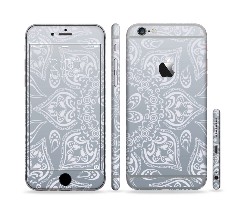 The Intricate White and Gray Vector Pattern Sectioned Skin Series for the Apple iPhone 6/6s