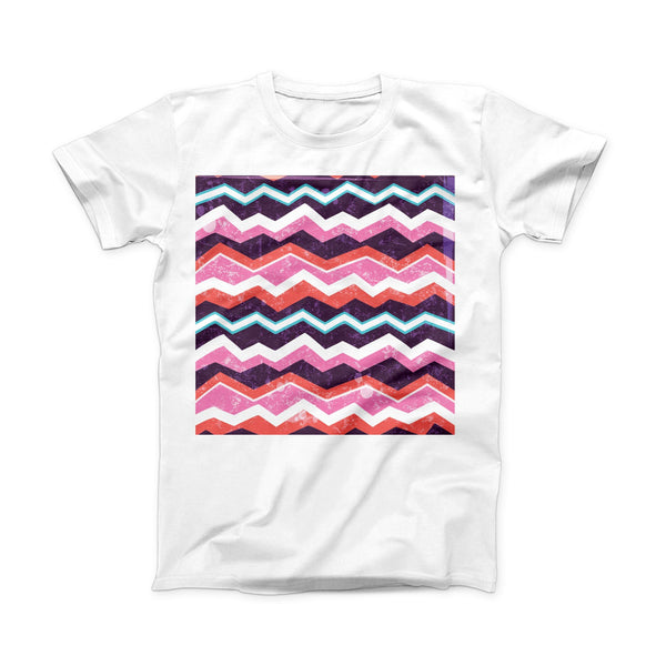 The Jagged Colorful Chevron ink-Fuzed Front Spot Graphic Unisex Soft-Fitted Tee Shirt