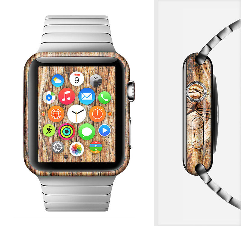 The Knobby Raw Wood Full-Body Skin Set for the Apple Watch