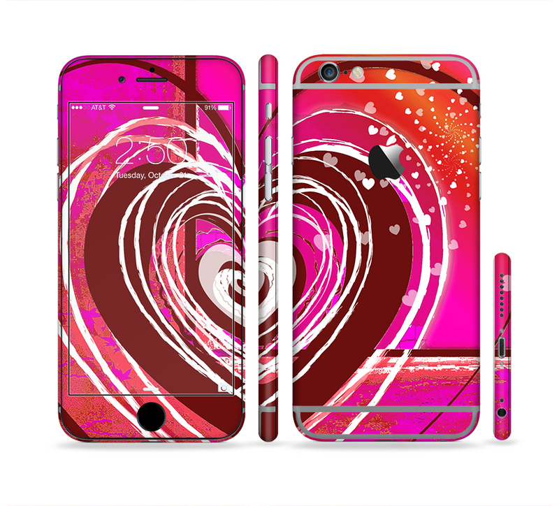 The Large Deep Pink Heart Sectioned Skin Series for the Apple iPhone 6/6s