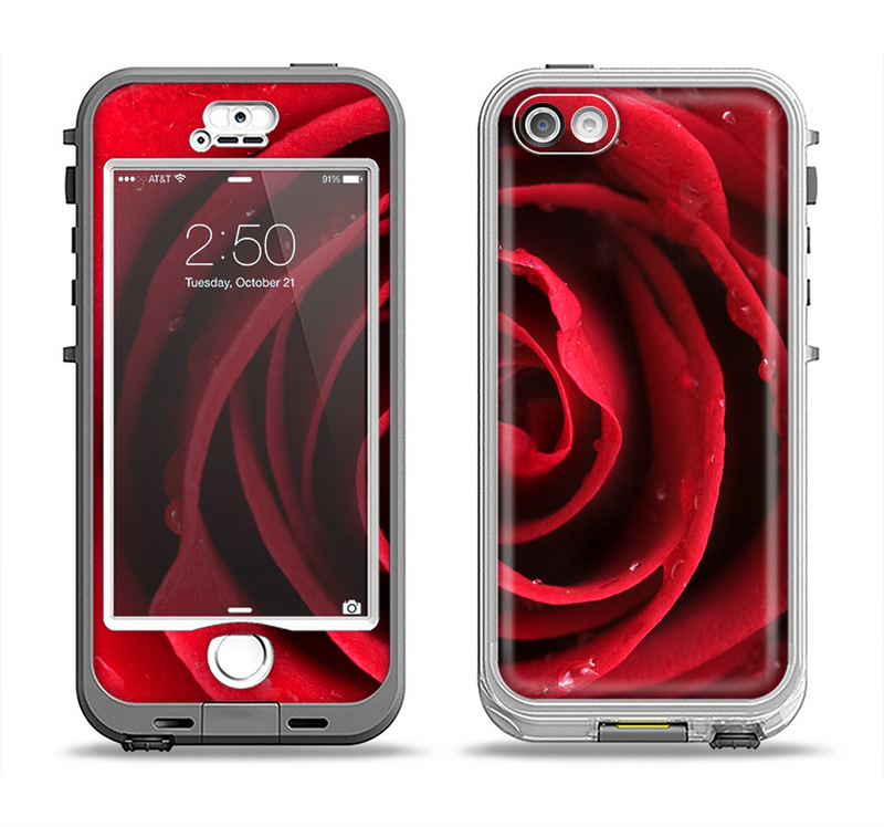 The Layered Red Rose Apple iPhone 5-5s LifeProof Nuud Case Skin Set