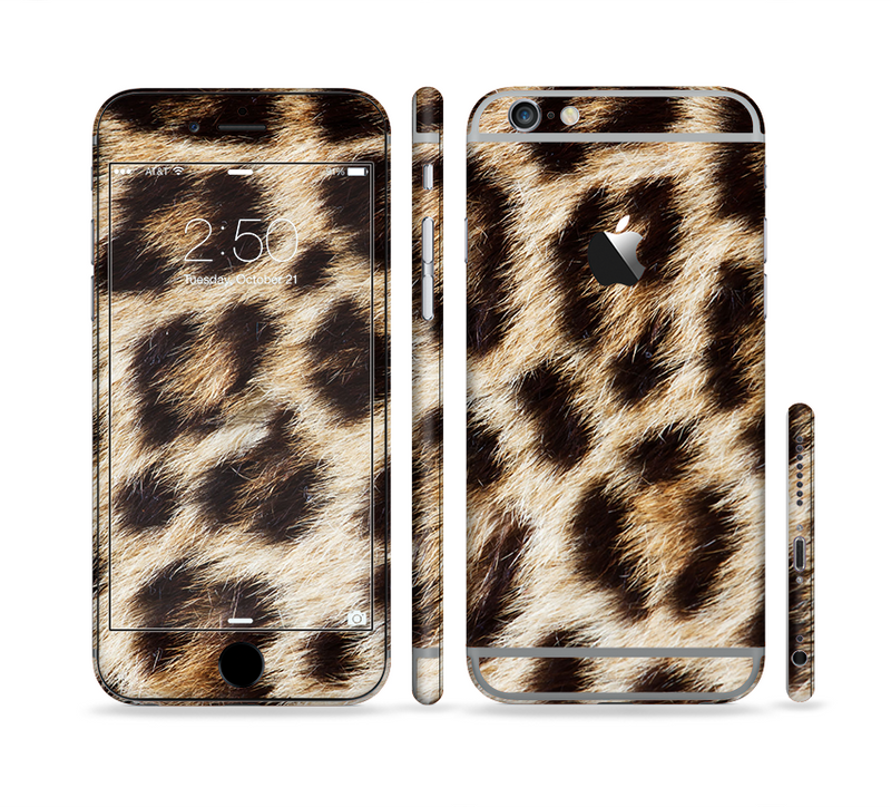 The Leopard Furry Animal Hide Sectioned Skin Series for the Apple iPhone 6/6s Plus