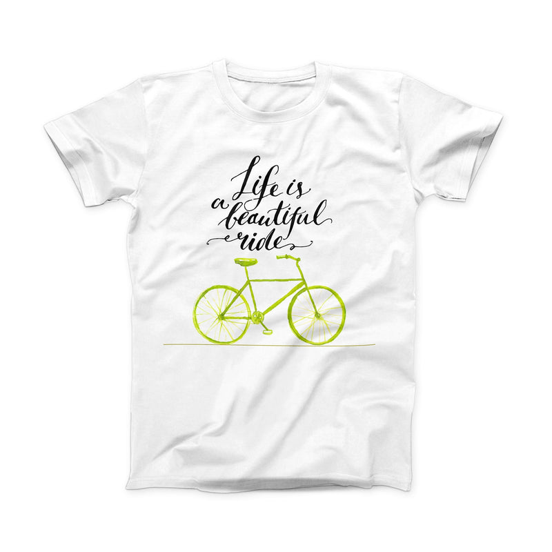 The Life is a Beautiful Ride ink-Fuzed Front Spot Graphic Unisex Soft-Fitted Tee Shirt