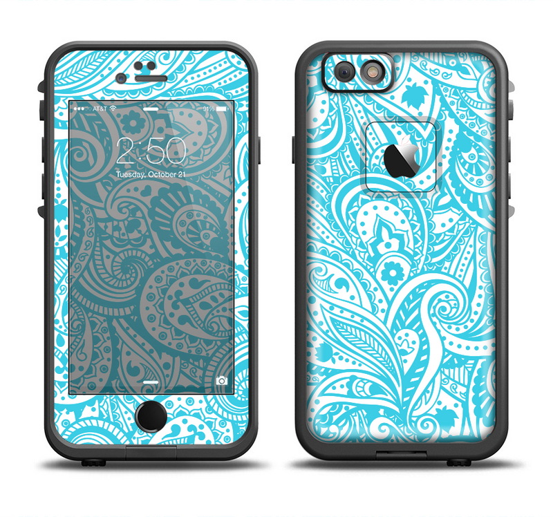The Light Blue Paisley Floral Pattern V3 Apple iPhone 6/6s LifeProof Fre Case Skin Set
